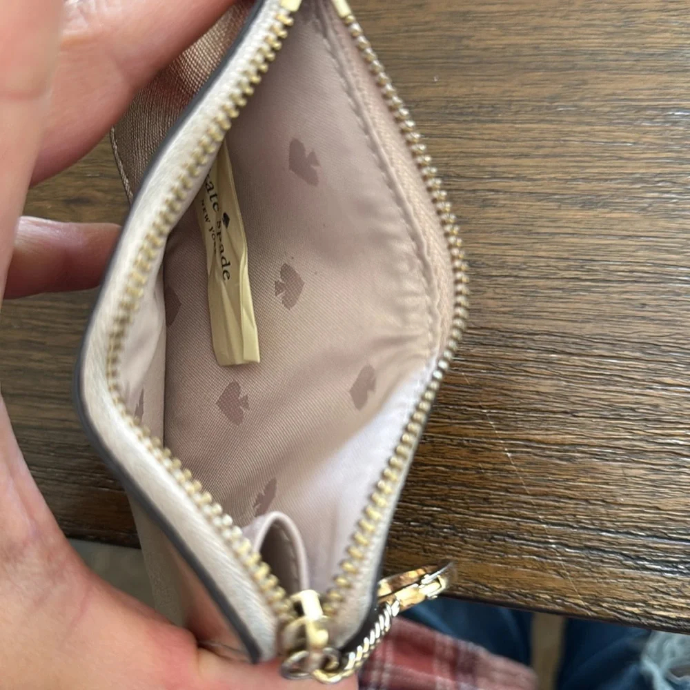 kate spade Metallic Gold Zip Card Holder Keychain